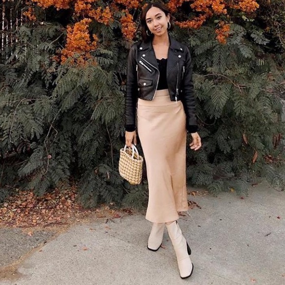 Free People Normani Bias Satin Skirt Praline - Picture 2 of 7